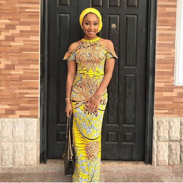 ankara fitted long gown
