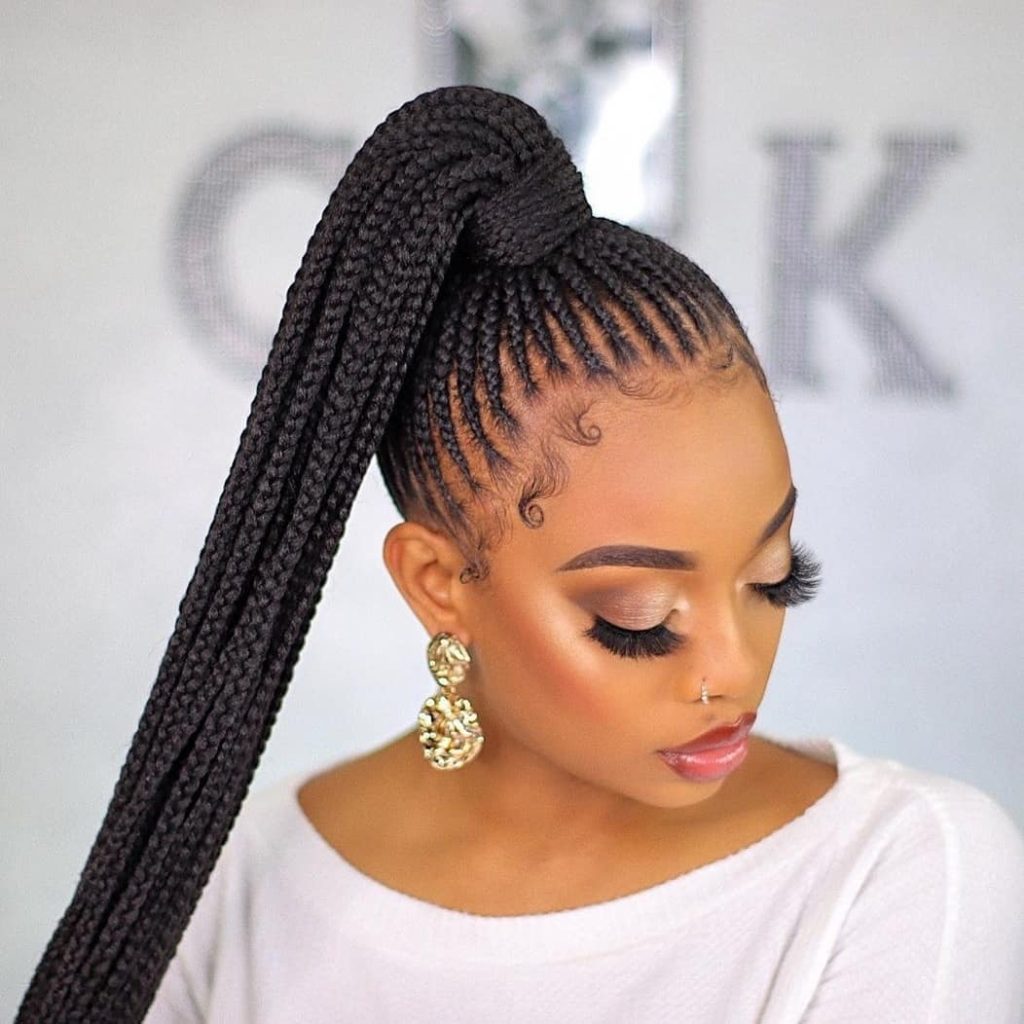 Delice Natural Straight Claw Ponytail With Little Braids Synthetic