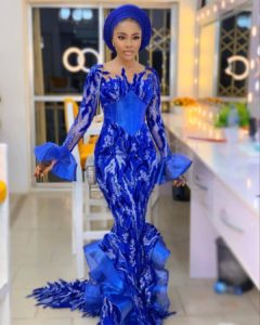 Fascinating Royal Blue Lace Aso Ebi Styles | Zaineey's Blog