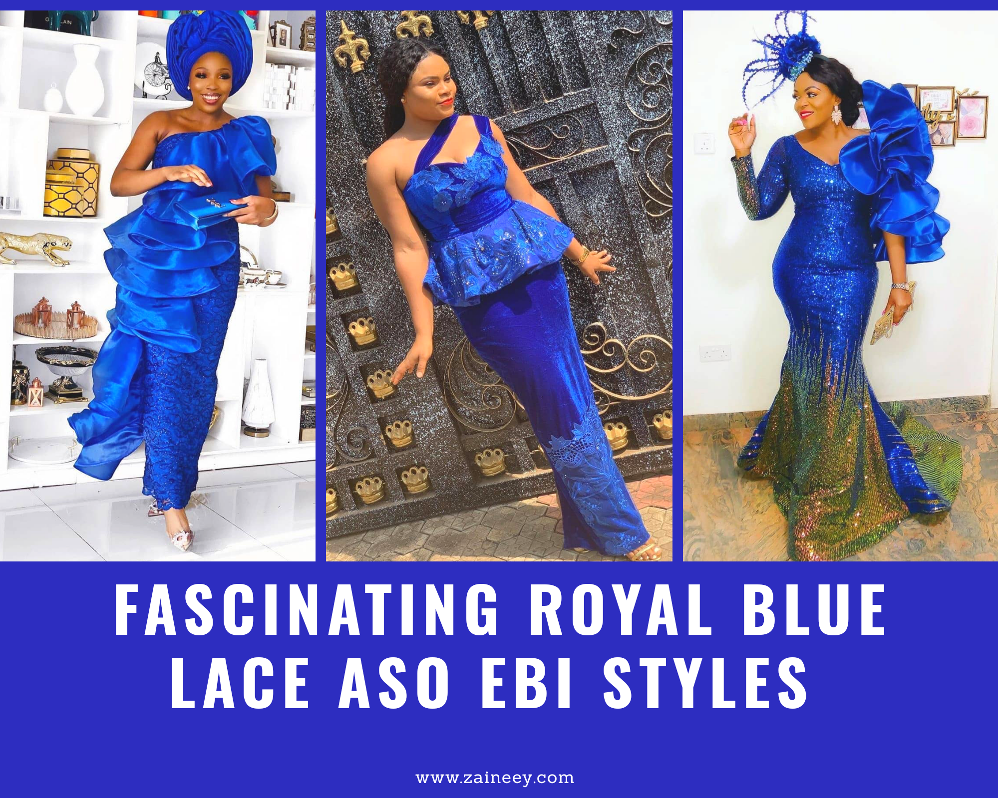 Blue Lace Aso Ebi Styles - Royal Blue Lace Styles for Wedding and