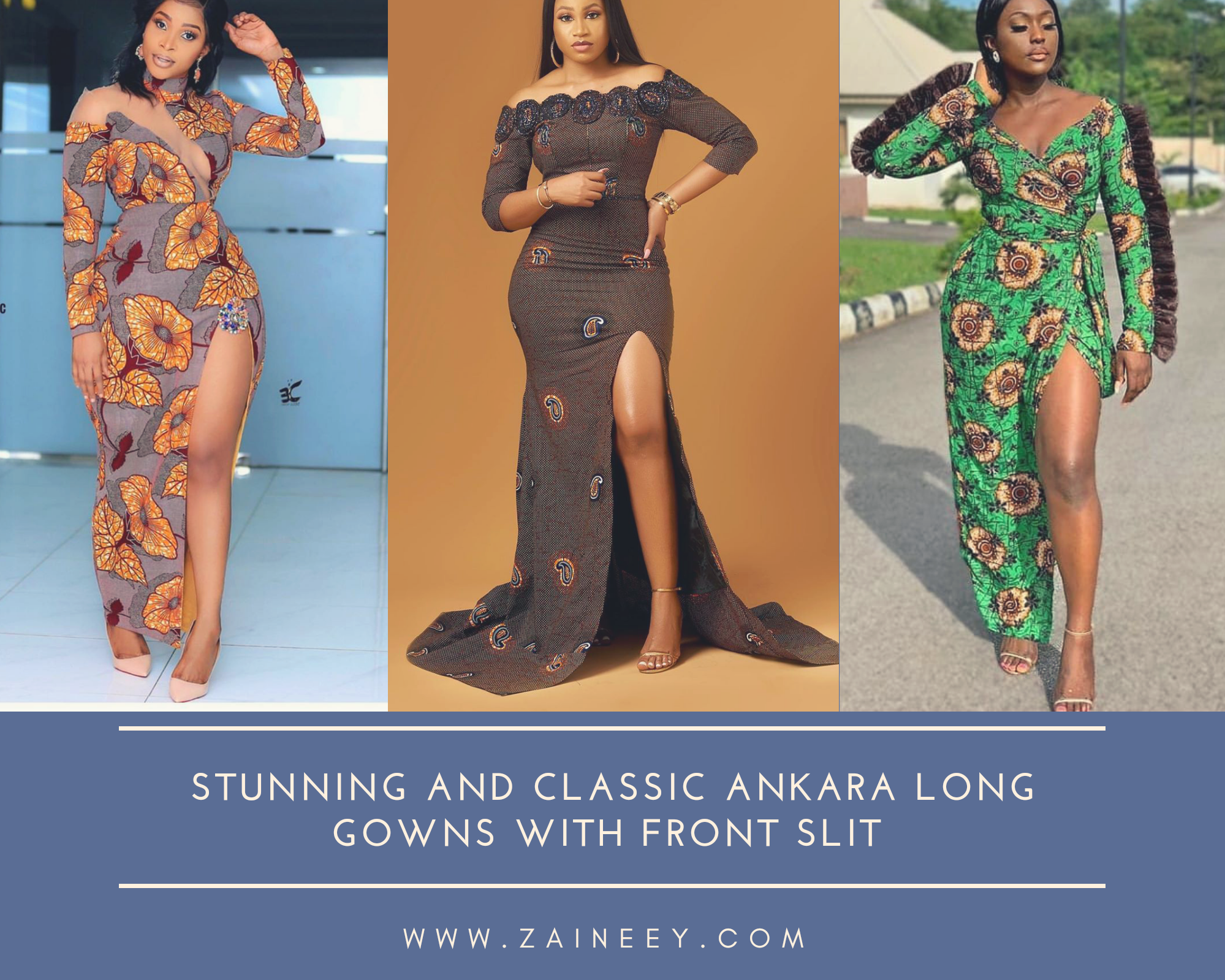 stunning and classic Ankara long gowns with front slit