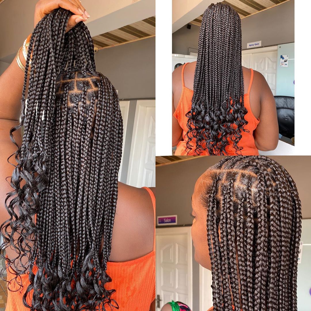 32 Box braids hairstyles 2021 with curls 