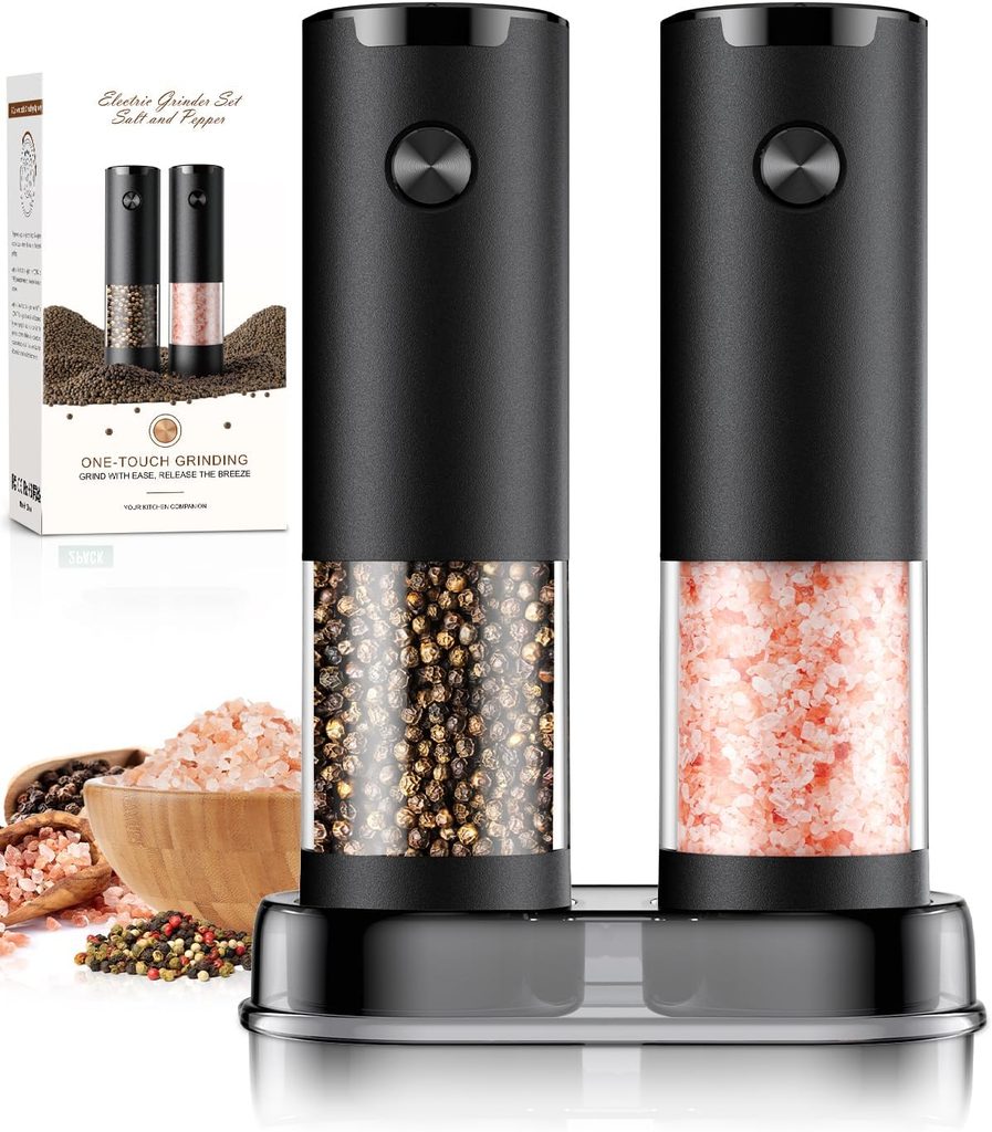 Electric salt and pepper grinders for convenient seasoning